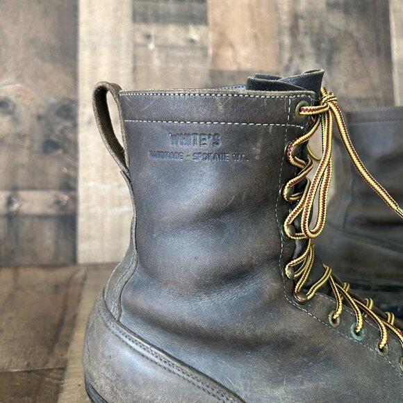 Whites Vintage Handmade Logger Packer Plain Toe Work Boots Mens 12.5 D - Picture 7 of 12